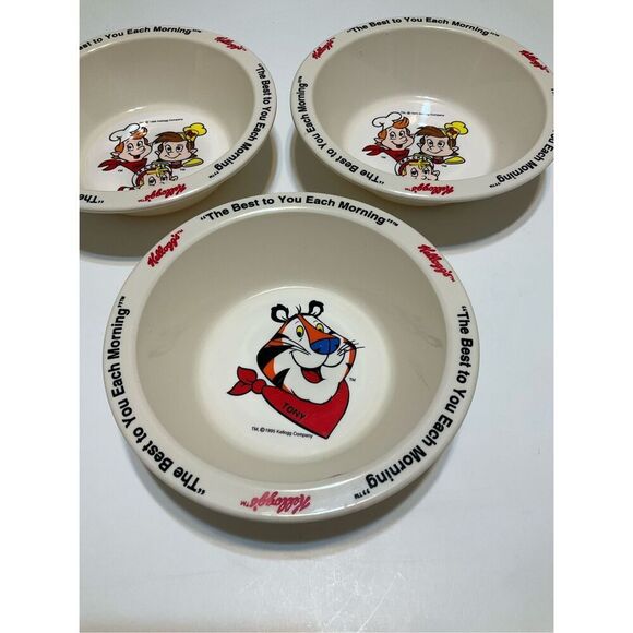 Three Piece Set Vintage 1995 Kellog’s Cereal Bowls. Tony the Tiger and Snap, Cra - Picture 2 of 13